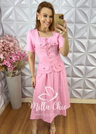 Conjunto Angelina em Alfaiataria - Rosa Baby - Milla Chic