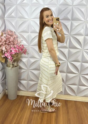 Conjunto Capri em Renda Crochet - Off White - Milla Chic