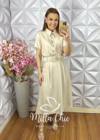 Conjunto Raíssa em Alfaiataria Marrant - Natural - Milla Chic