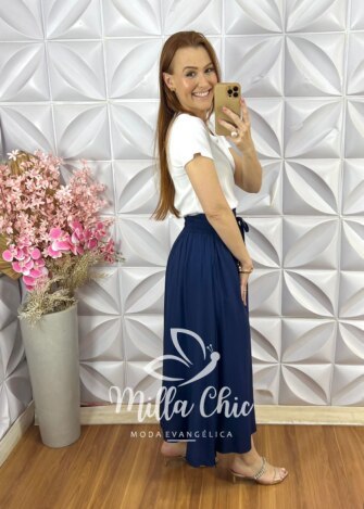 Saia Dulce em Viscolinho - Rosa - Milla Chic