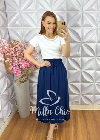 Saia Dulce em Viscolinho - Rosa - Milla Chic