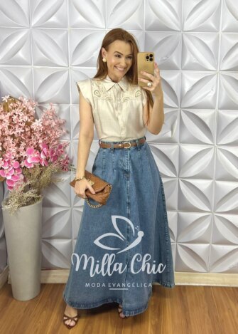 Saia Jeans Magali - Milla Chic