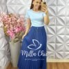 Saia Jeans Plissada - Azul Bic - Milla Chic