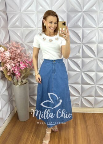 Saia Jeans Sabrina - Milla Chic
