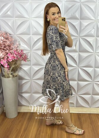 Vestido Dolores Comfy em Viscolycra - Azul Marinho - Milla Chic