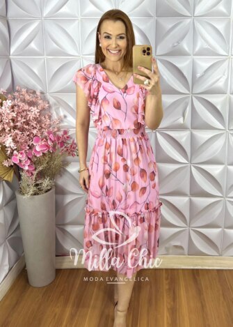 Vestido Geovana em Tule - Estampado - Milla Chic