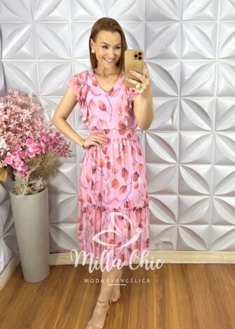 Vestido Geovana em Tule - Estampado - Milla Chic