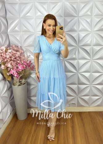Vestido Giulia em Tule - Azul - Milla Chic