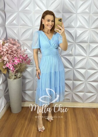 Vestido Giulia em Tule - Azul - Milla Chic