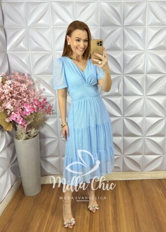 Vestido Giulia em Tule - Azul - Milla Chic