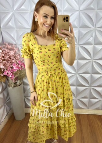 Milla Chic - millachic com br vestido gloria em viscolinho mostarda 1 Vestido Glória em Viscolinho - Mostarda - Milla Chic