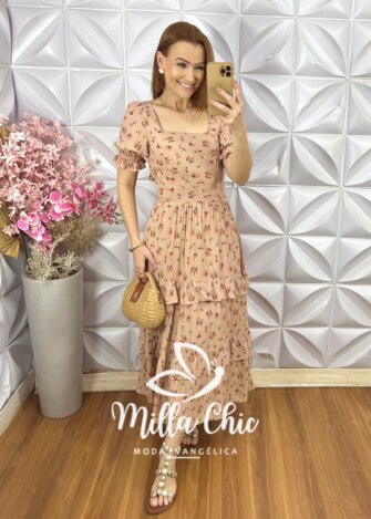 Milla Chic - millachic com br vestido gloria em viscolinho nude 3 Vestido Glória em Viscolinho - Nude - Milla Chic