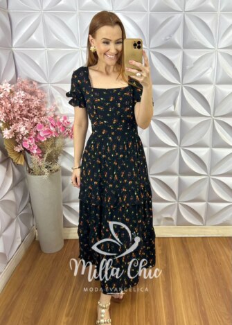 Milla Chic - millachic com br vestido gloria em viscolinho preto 6 Vestido Glória em Viscolinho - Preto - Milla Chic