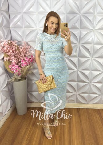 Milla Chic - millachic com br vestido greice em renda crochet azul baby 6 Vestido Greice Em Renda Crochet - Azul Baby - Milla Chic