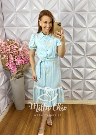 Milla Chic - millachic com br vestido isabela bordado com guipper azul baby 11 Vestido Isabela Bordado com Guipper - Rosa Baby - Milla Chic