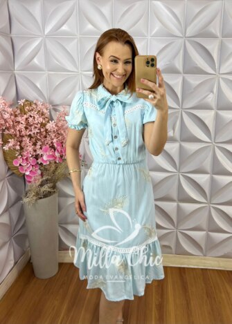 Milla Chic - millachic com br vestido isabela bordado com guipper azul baby 6 Vestido Isabela Bordado com Guipper - Rosa Baby - Milla Chic