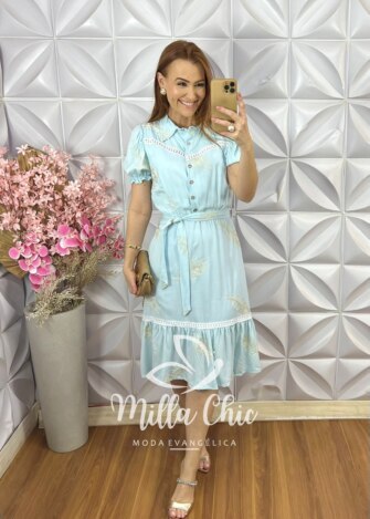 Vestido Isabela Bordado com Guipper - Rosa Baby - Milla Chic
