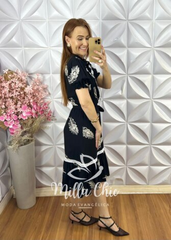 Milla Chic - millachic com br vestido isabela bordado com guipper preto 3 Vestido Isabela Bordado com Guipper - Preto - Milla Chic
