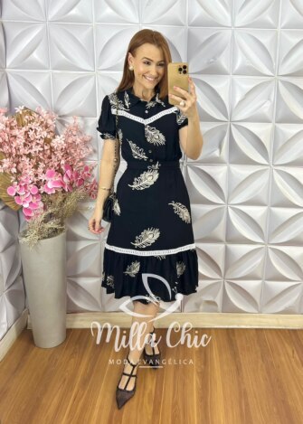 Milla Chic - millachic com br vestido isabela bordado com guipper preto 4 Vestido Isabela Bordado com Guipper - Preto - Milla Chic