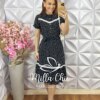 Vestido Isabela em Póa com Guipper - Preto - Milla Chic