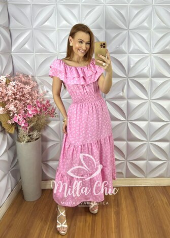 Vestido Joice em Crepinho - Azul - Milla Chic