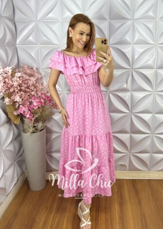 Vestido Joice em Crepinho - Azul - Milla Chic