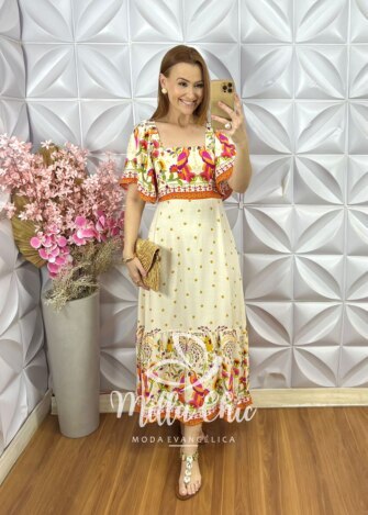 Vestido Jordana em Viscolinho - Amarelo Pastel - Milla Chic