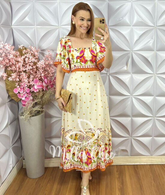 Vestido Jordana em Viscolinho - Amarelo Pastel - Milla Chic
