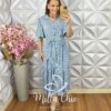 Vestido Leandra em Viscolinho Listrado - Azul - Milla Chic