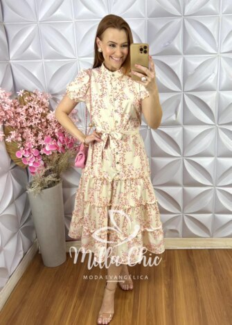 Milla Chic - millachic com br vestido marcela em alfaiataria estampado perolado 6 Vestido Marcela em Alfaiataria Estampado - Perolado - Milla Chic