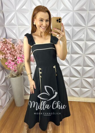 Vestido Margot em Alfaiataria - Preto - Milla Chic