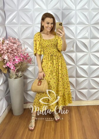 Milla Chic - millachic com br vestido melina em viscolinho mostarda 2 Vestido Melina Em Viscolinho - Mostarda - Milla Chic