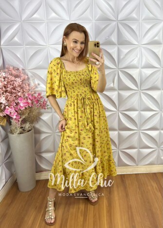 Milla Chic - millachic com br vestido melina em viscolinho mostarda 4 Vestido Melina Em Viscolinho - Mostarda - Milla Chic
