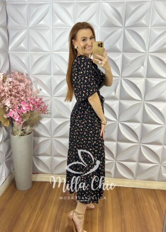 Vestido Melina Em Viscolinho - Preto - Milla Chic