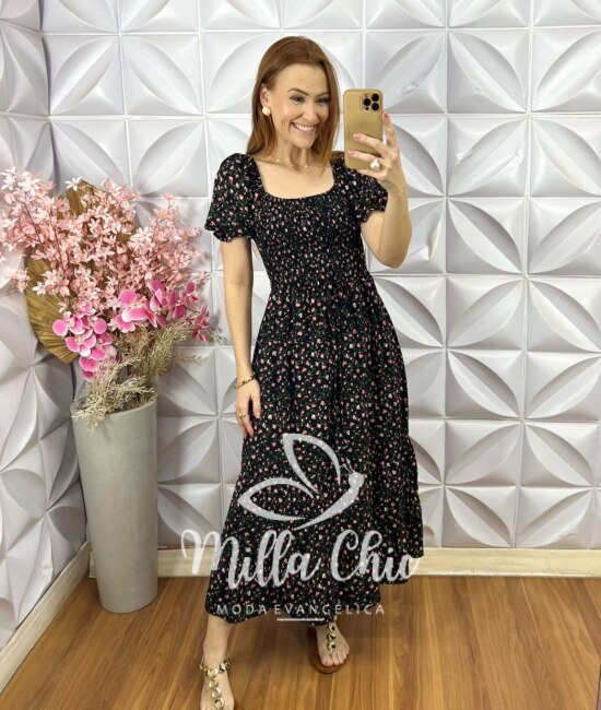 Vestido Melina Em Viscolinho - Preto - Milla Chic