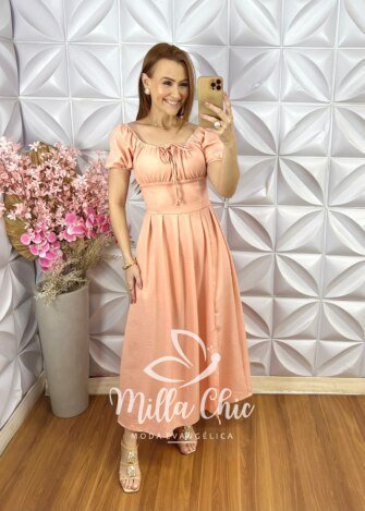 Milla Chic - millachic com br vestido pietra em linho amarelo manteiga copia 1 Vestido Pietra Em linho - Pêssego - Milla Chic