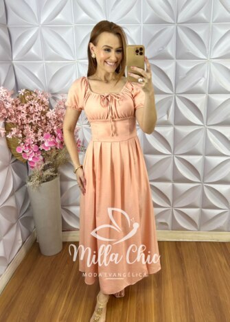 Milla Chic - millachic com br vestido pietra em linho amarelo manteiga copia 2 Vestido Pietra Em linho - Pêssego - Milla Chic