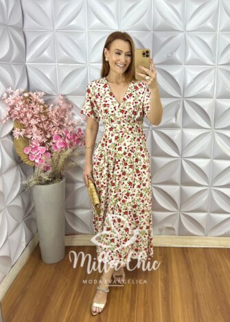 Vestido Pietra em Viscolinho - Off White - Milla Chic
