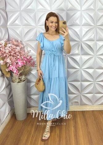 Milla Chic - millachic com br vestido shirley em viscolinho verde menta copia 3 Vestido Shirley em Viscolinho - Azul Baby - Milla Chic