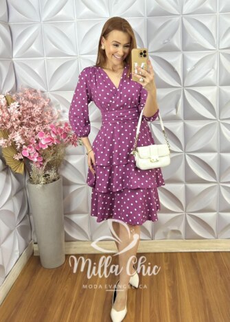 Vestido Veneza em Viscolinho - Orquídea - Milla Chic