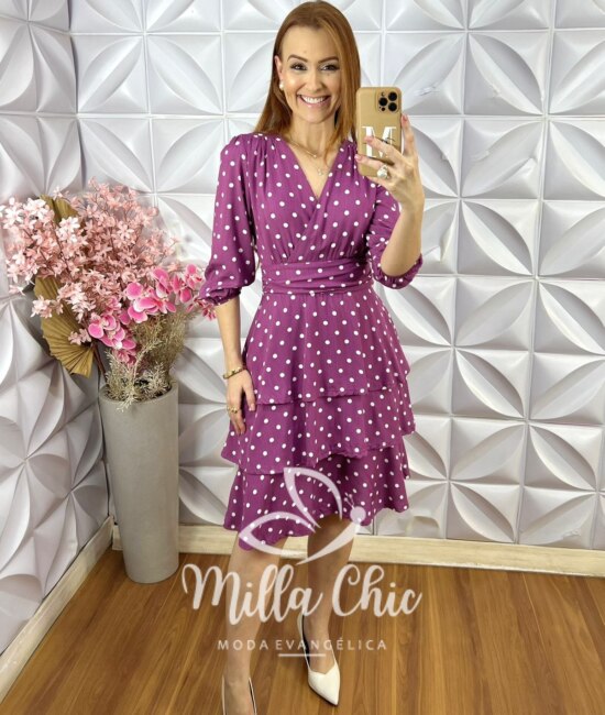 Vestido Veneza em Viscolinho - Orquídea - Milla Chic