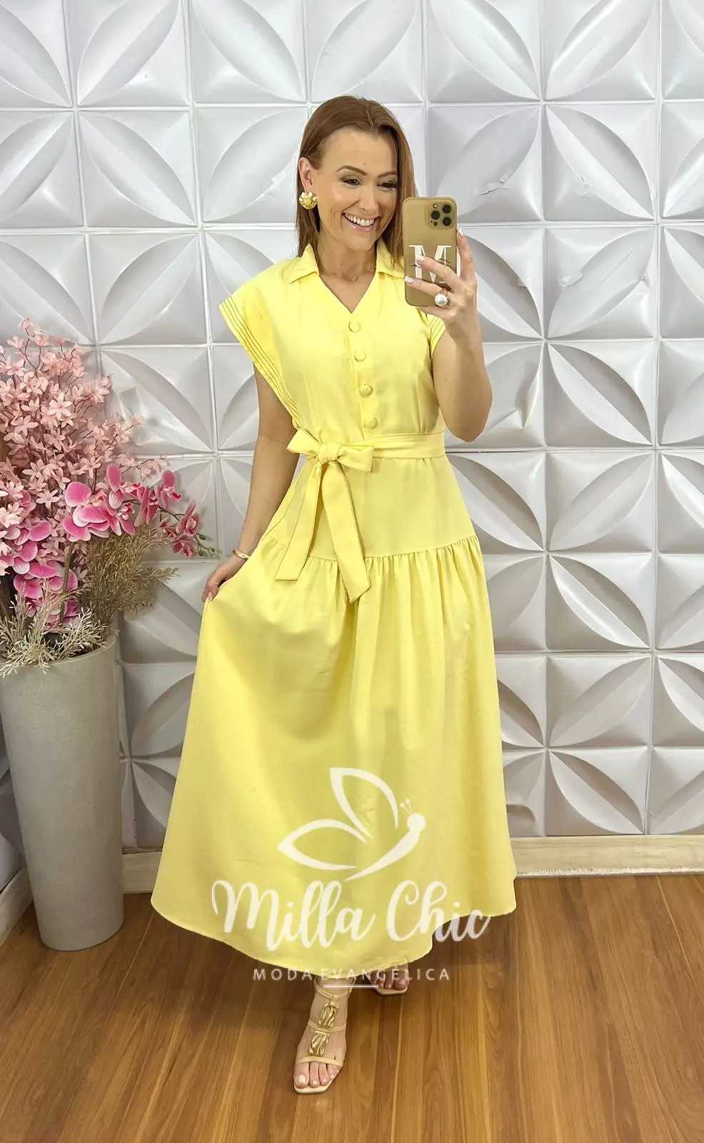 Vestido Lígia em Alfaiataria Marrant – Manteiga – Milla Chic Vestido Lígia em Alfaiataria Marrant - Manteiga - Milla Chic