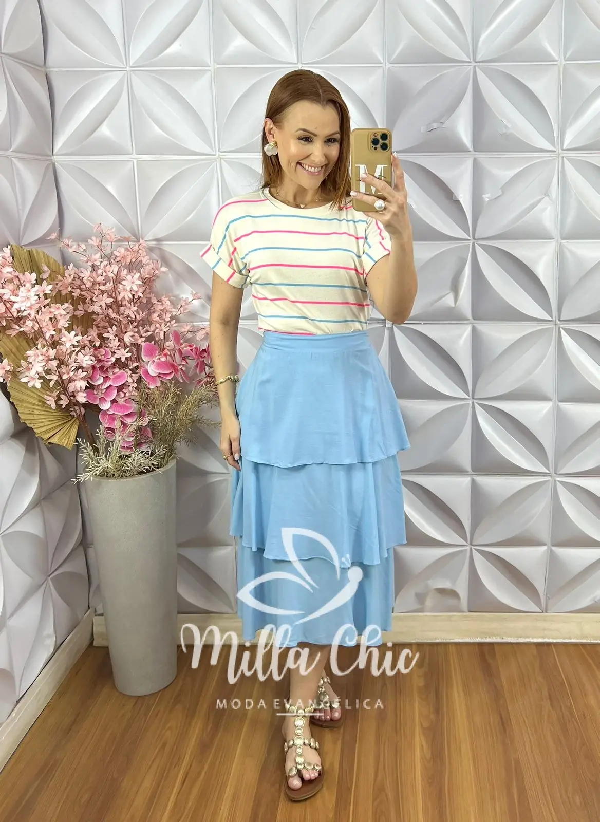 Saia Melinda Camadas – Azul Baby – Milla Chic Saia Melinda Camadas - Azul Baby - Milla Chic