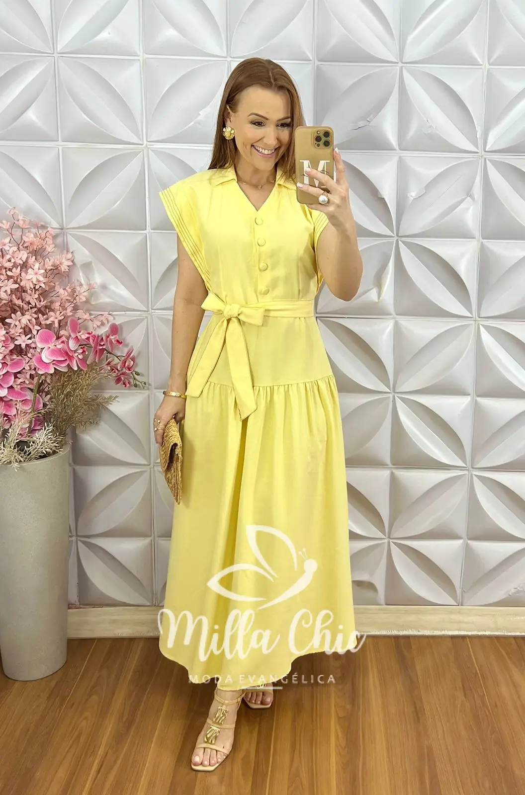 Vestido Lígia em Alfaiataria Marrant – Manteiga – Milla Chic Vestido Lígia em Alfaiataria Marrant - Manteiga - Milla Chic