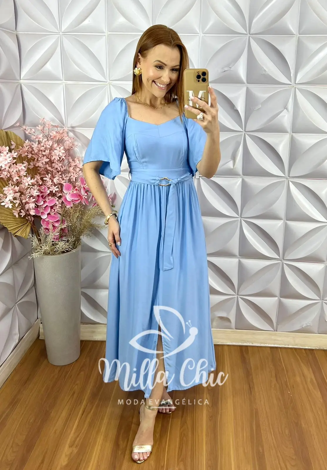 Vestido Celina em Viscose Sarjada – Azul – Milla Chic Vestido Celina em Viscose Sarjada - Azul - Milla Chic