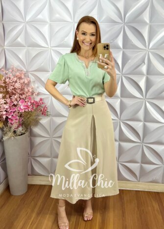 Blusa Dalva Bordada - Menta - Milla Chic