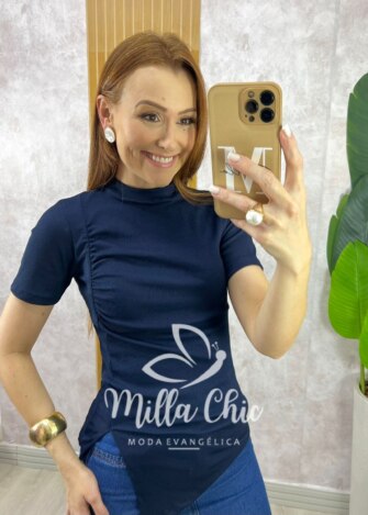 Blusa Emili Assimétrica - Azul Marinho - Milla Chic