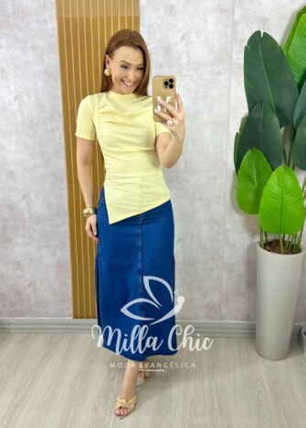 Blusa Emili Assimétrica - Amarelo Manteiga - Milla Chic