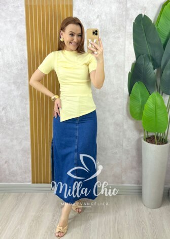 Blusa Emili Assimétrica - Amarelo Manteiga - Milla Chic