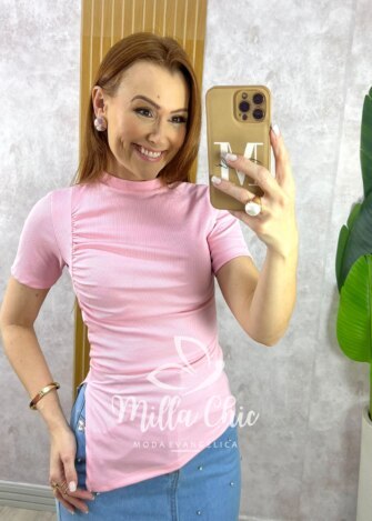 Blusa Emili Assimétrica - Rosa Baby - Milla Chic